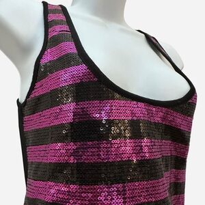 Women’s Sequin Stripe Tank Top — Pink & Black
